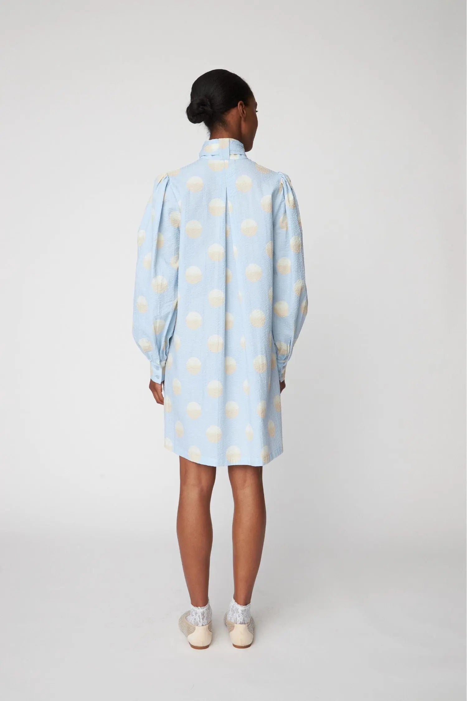 Stella Nova Big Dot Dress with Bow Tie Dress 302 Light Blue