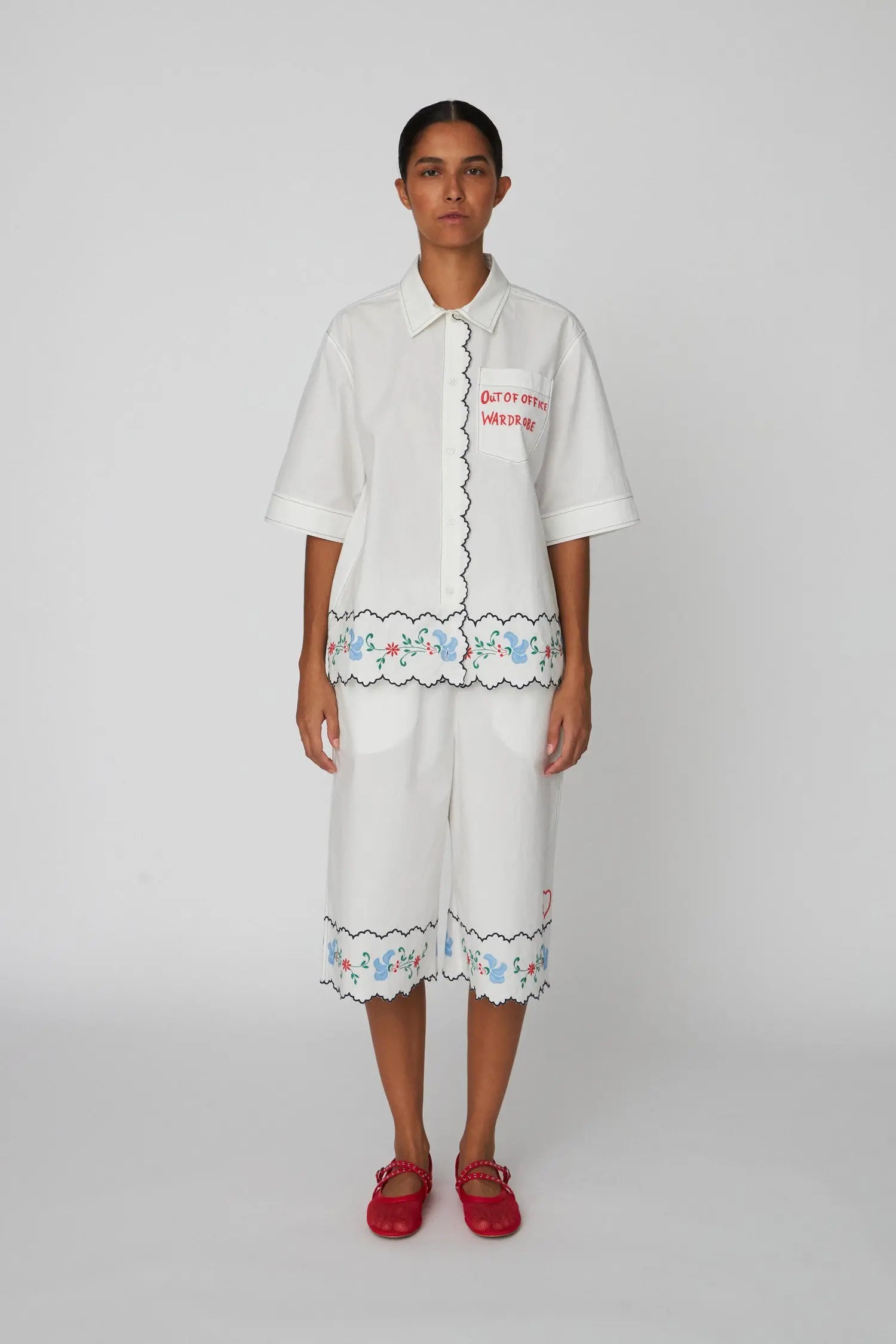 Stella Nova Coloured Embroidered Oversized Shirt Shirt 010 Off white