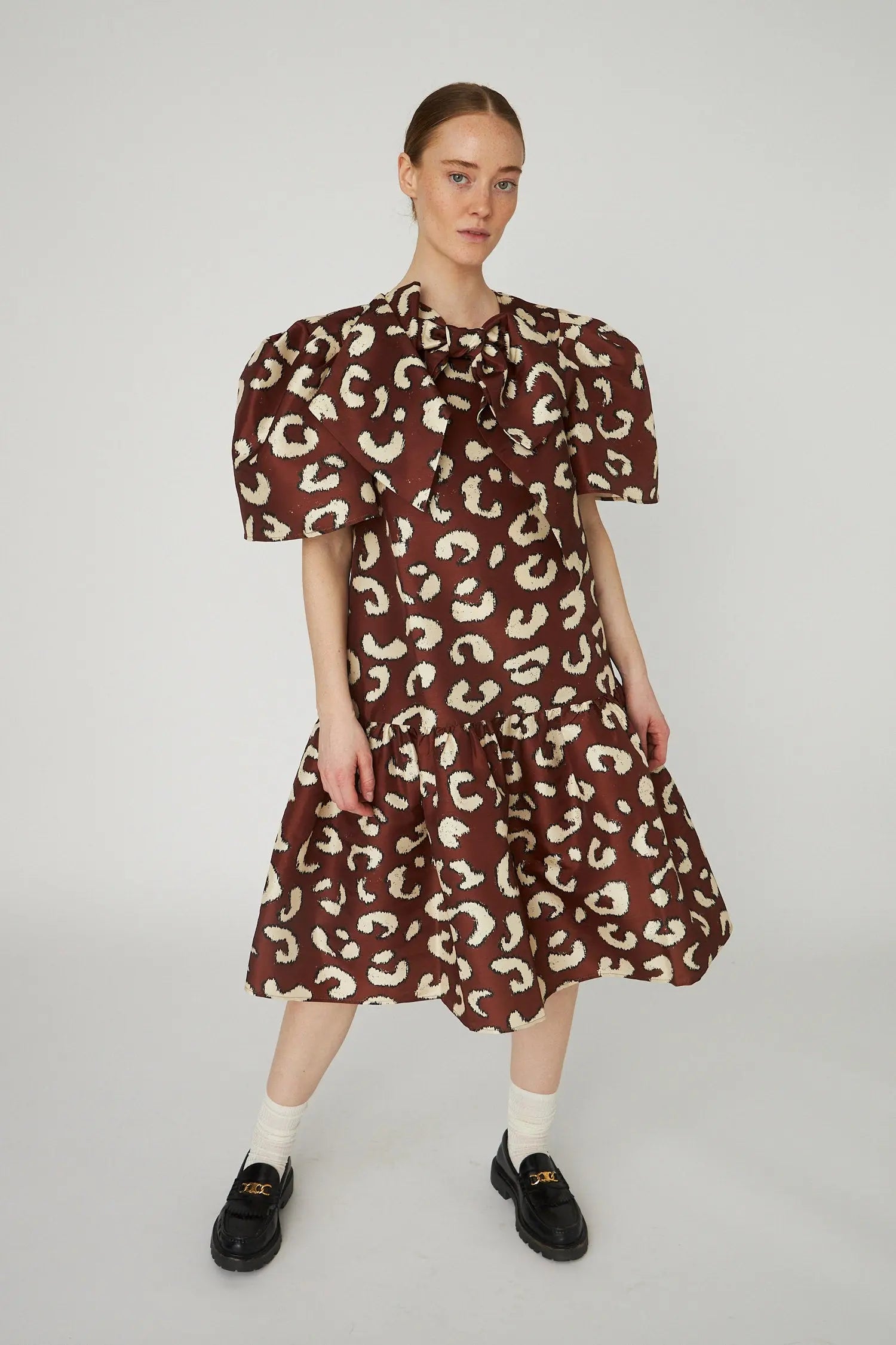 Stella Nova Crisp Midi Dress with Bow Dress 081 Leopard