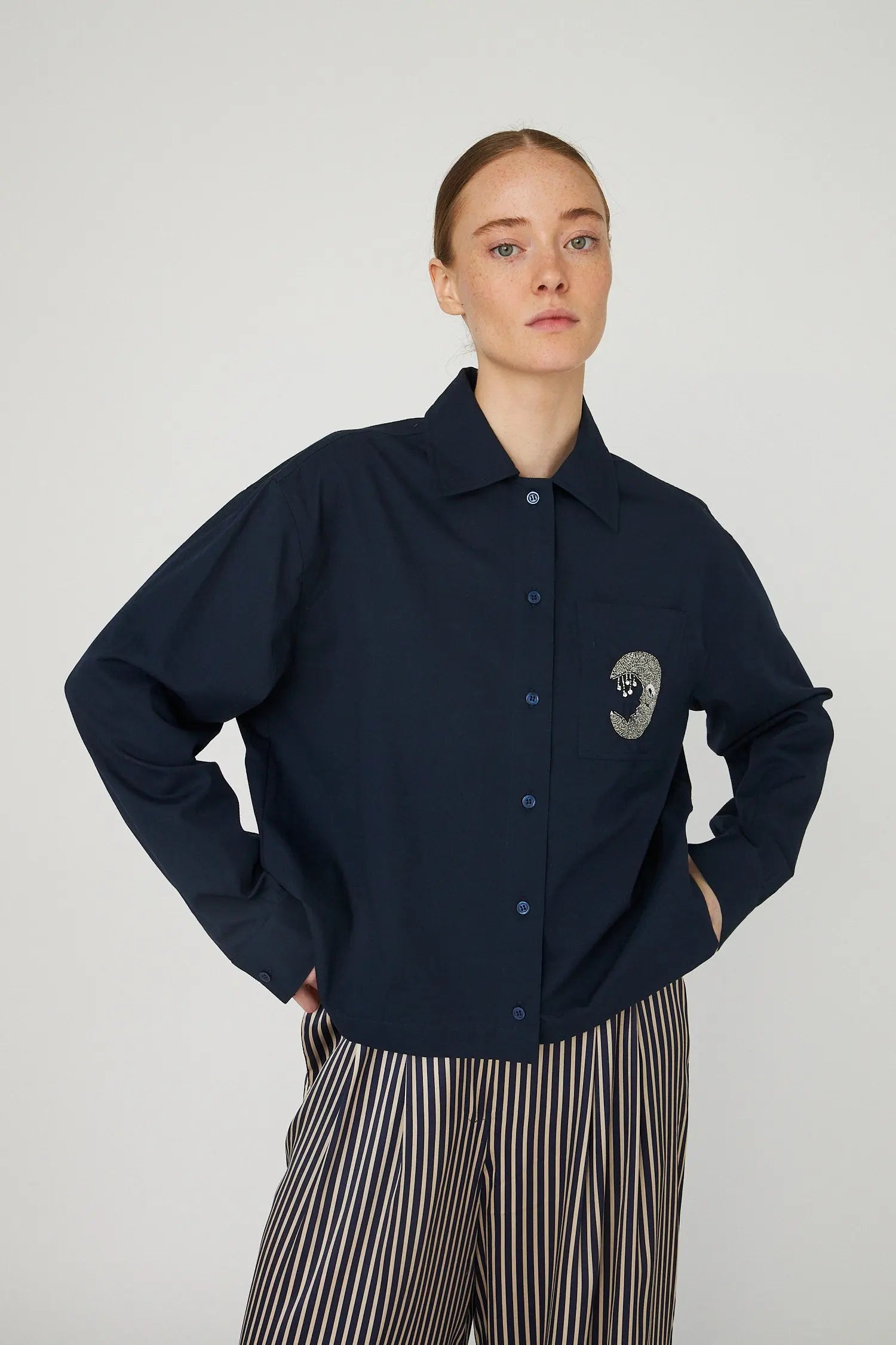Stella Nova Embellished Moon Shirt Shirt 395 Navy