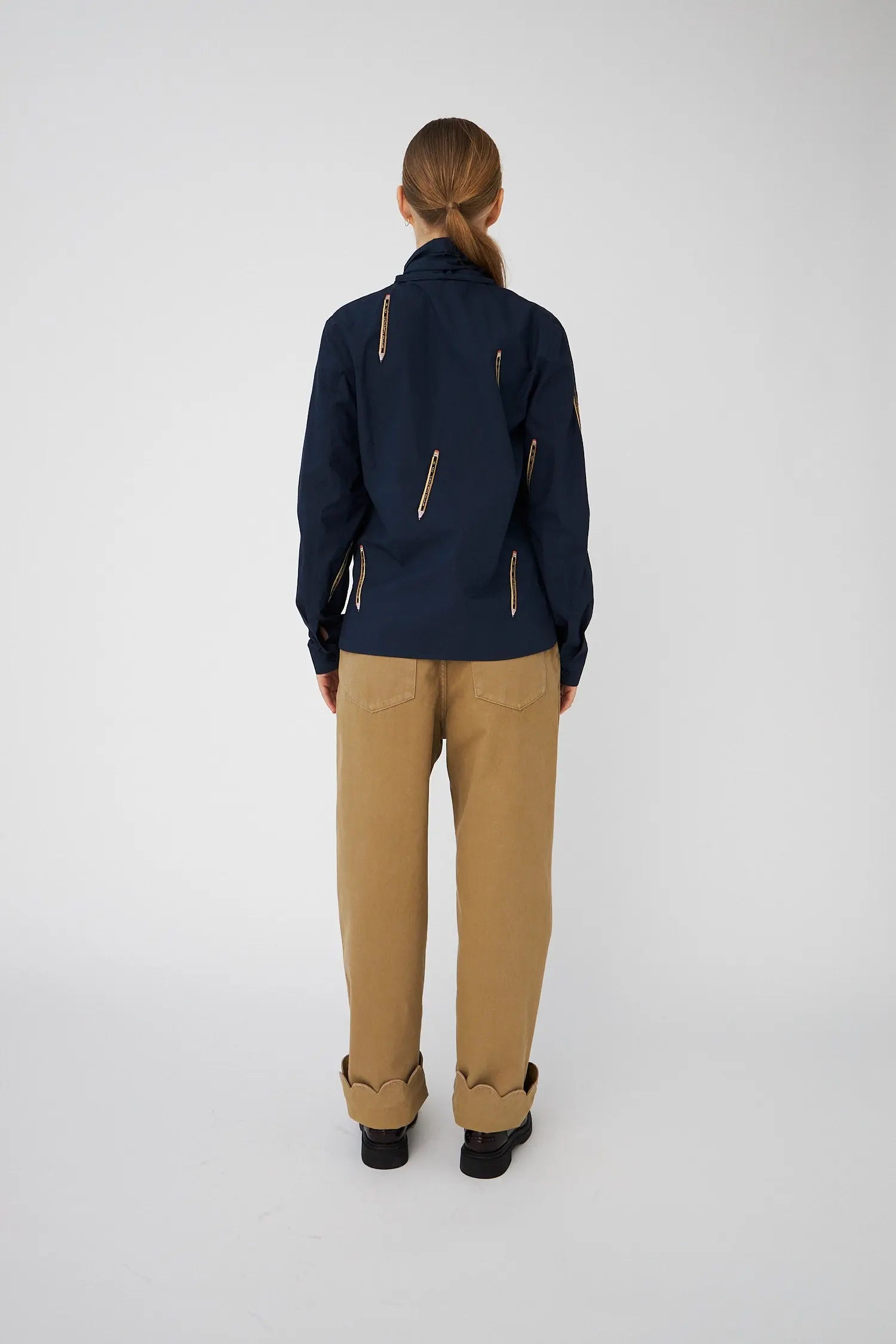 Stella Nova Embroidered Cotton Bow Shirt Shirt 395 Navy