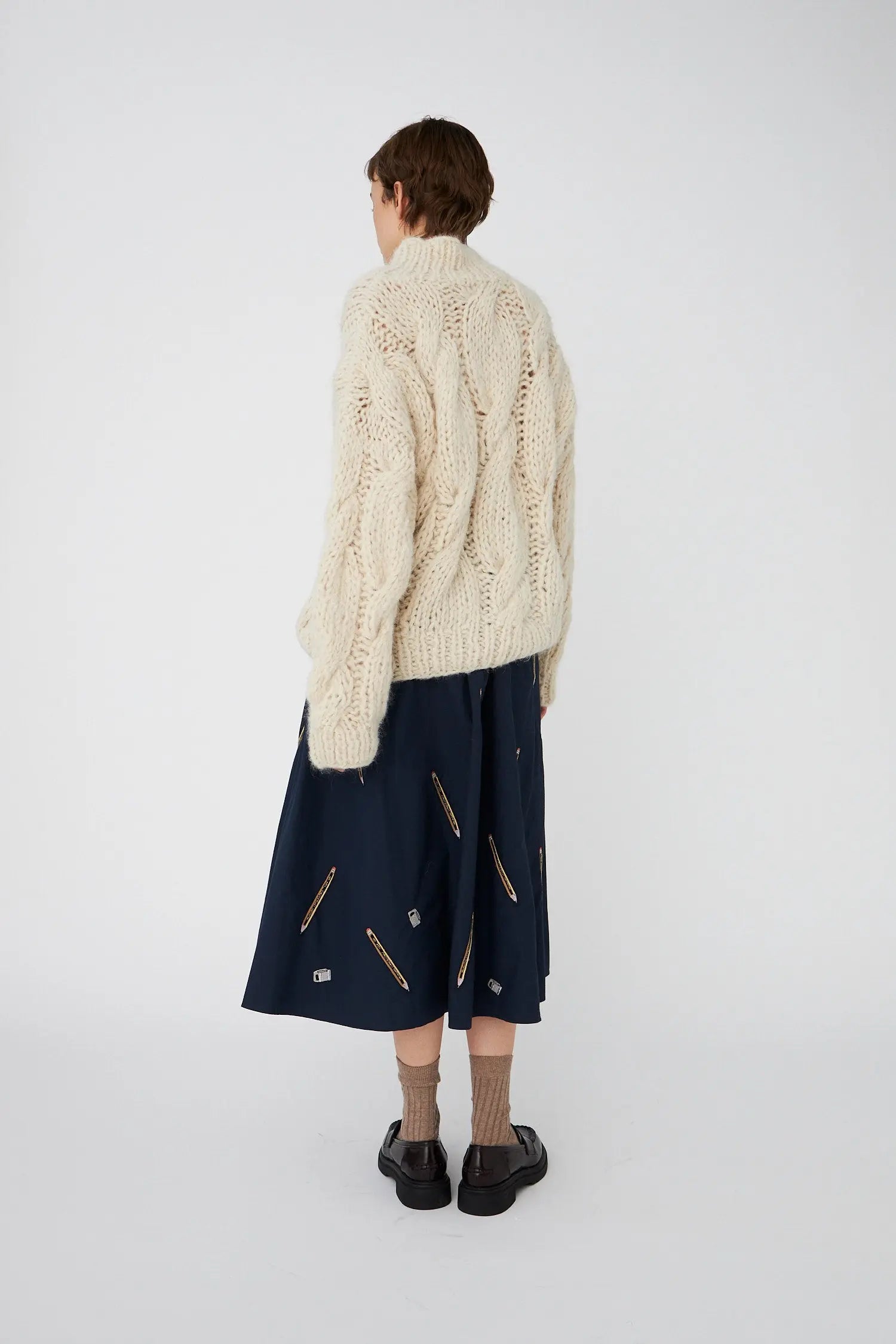 Stella Nova Handcrafted Cable sweater from Peru Sweater 029 Creme