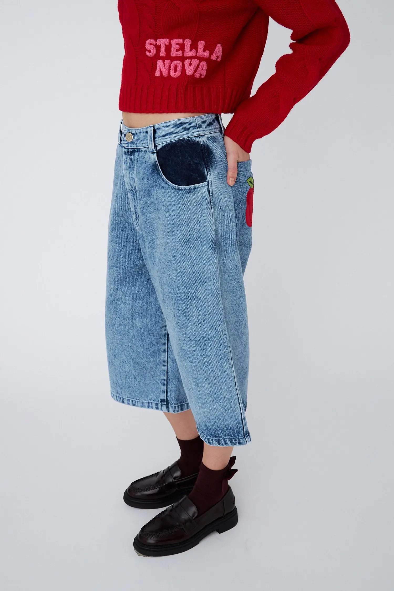 Stella Nova Long Denim Shorts Short Pants 305 Denim Blue