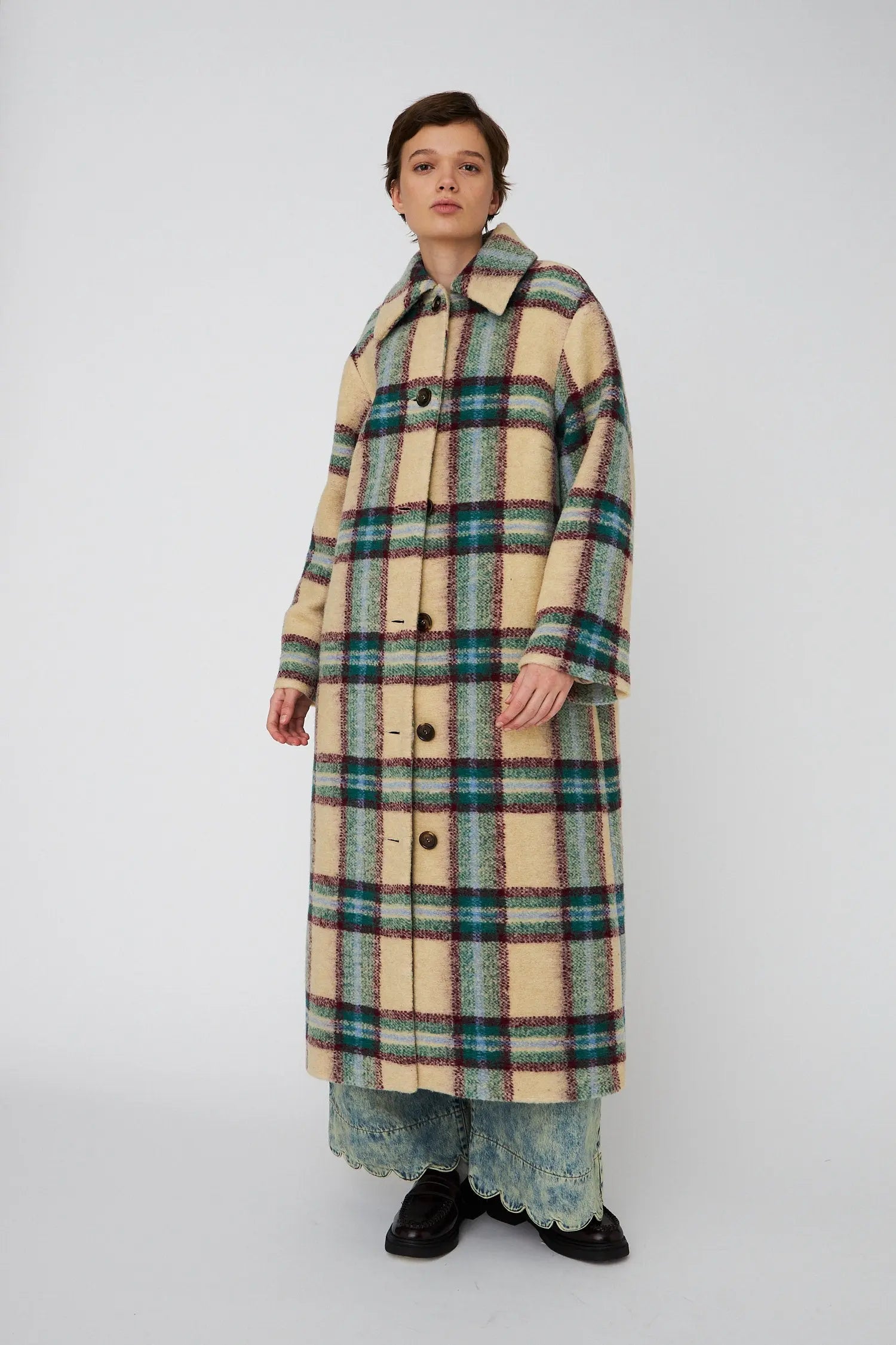 Stella Nova Long Wool Checked Coat Coat 430 Multi Checks