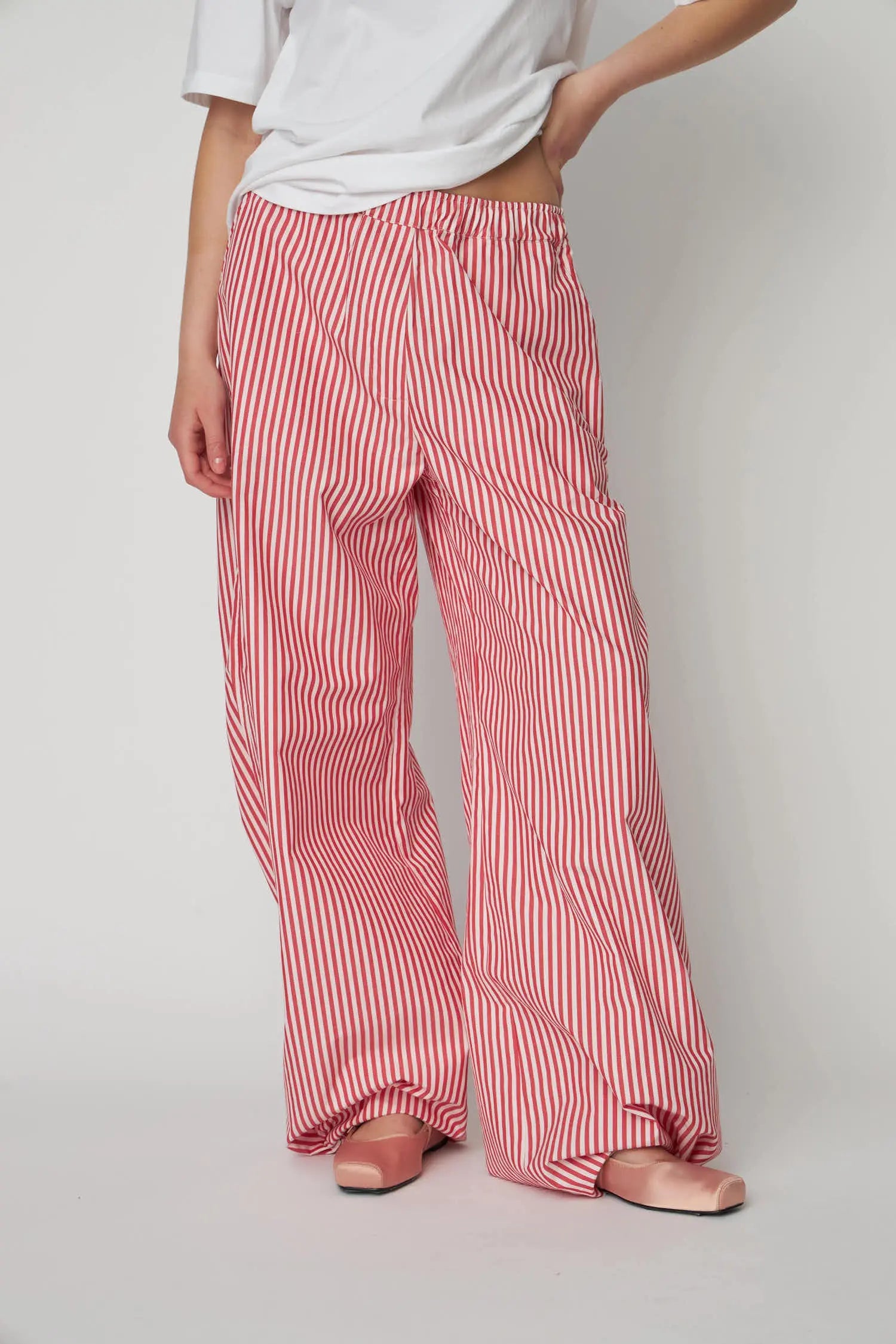 Stella Nova Oversized Striped Cotton Pants Pants 165 Red Stripes