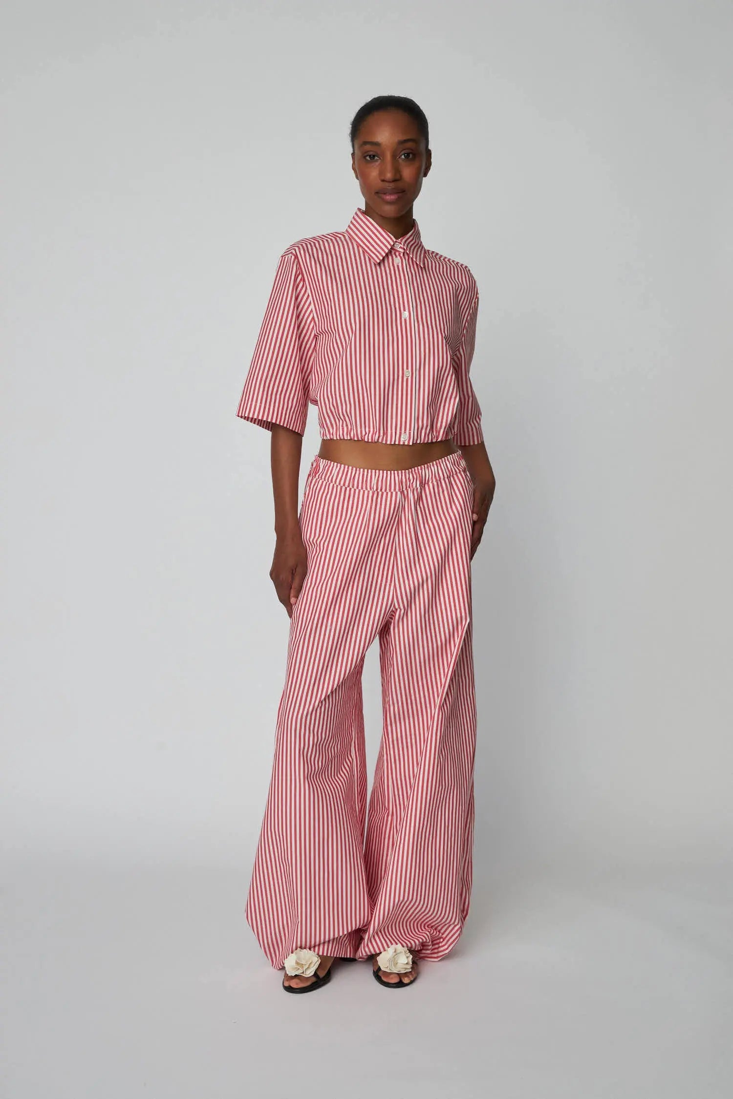 Stella Nova Oversized Striped Cotton Pants Pants 165 Red Stripes