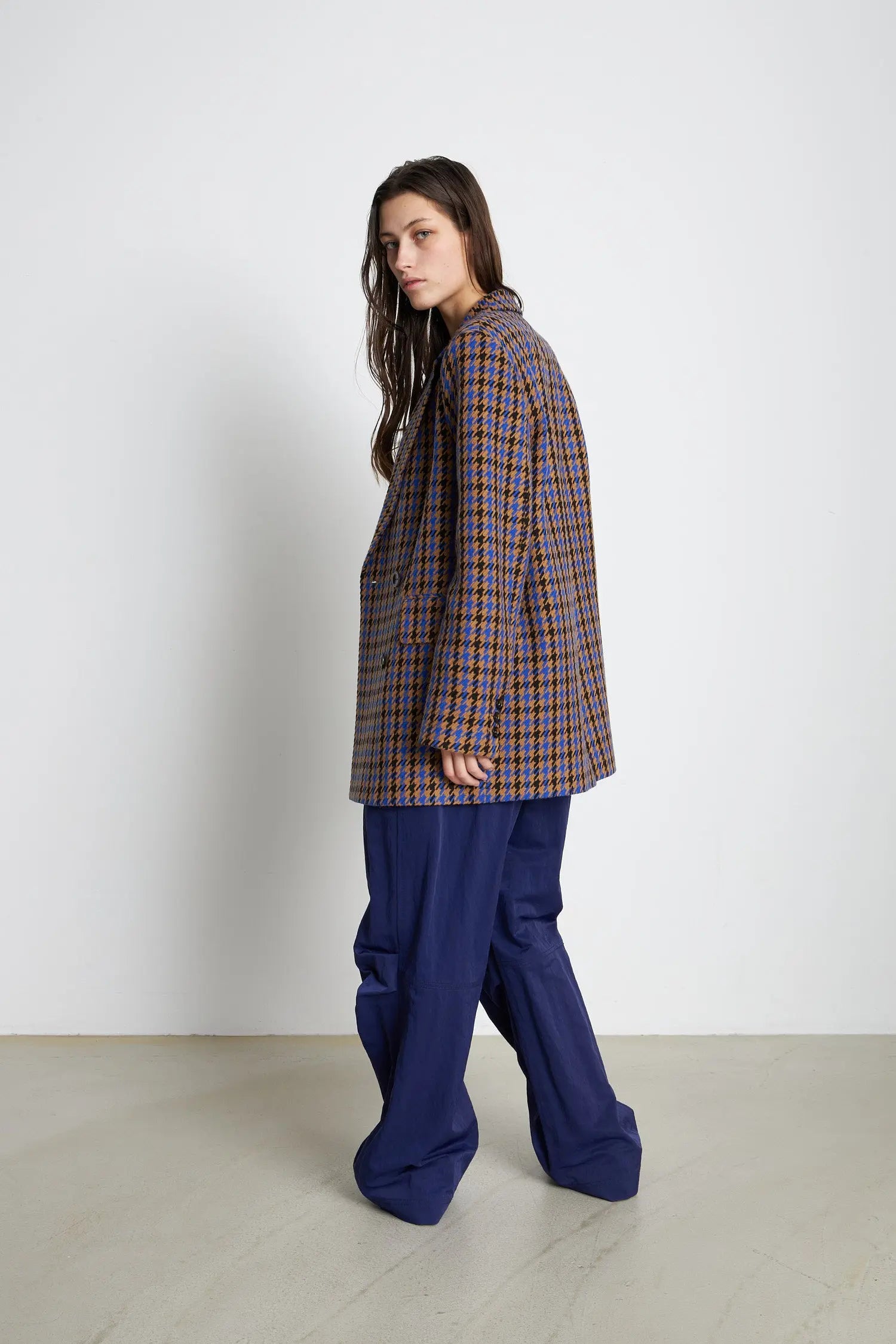 Stella Nova Oversized checked blazer Blazer 304 Blue/Camel/Black
