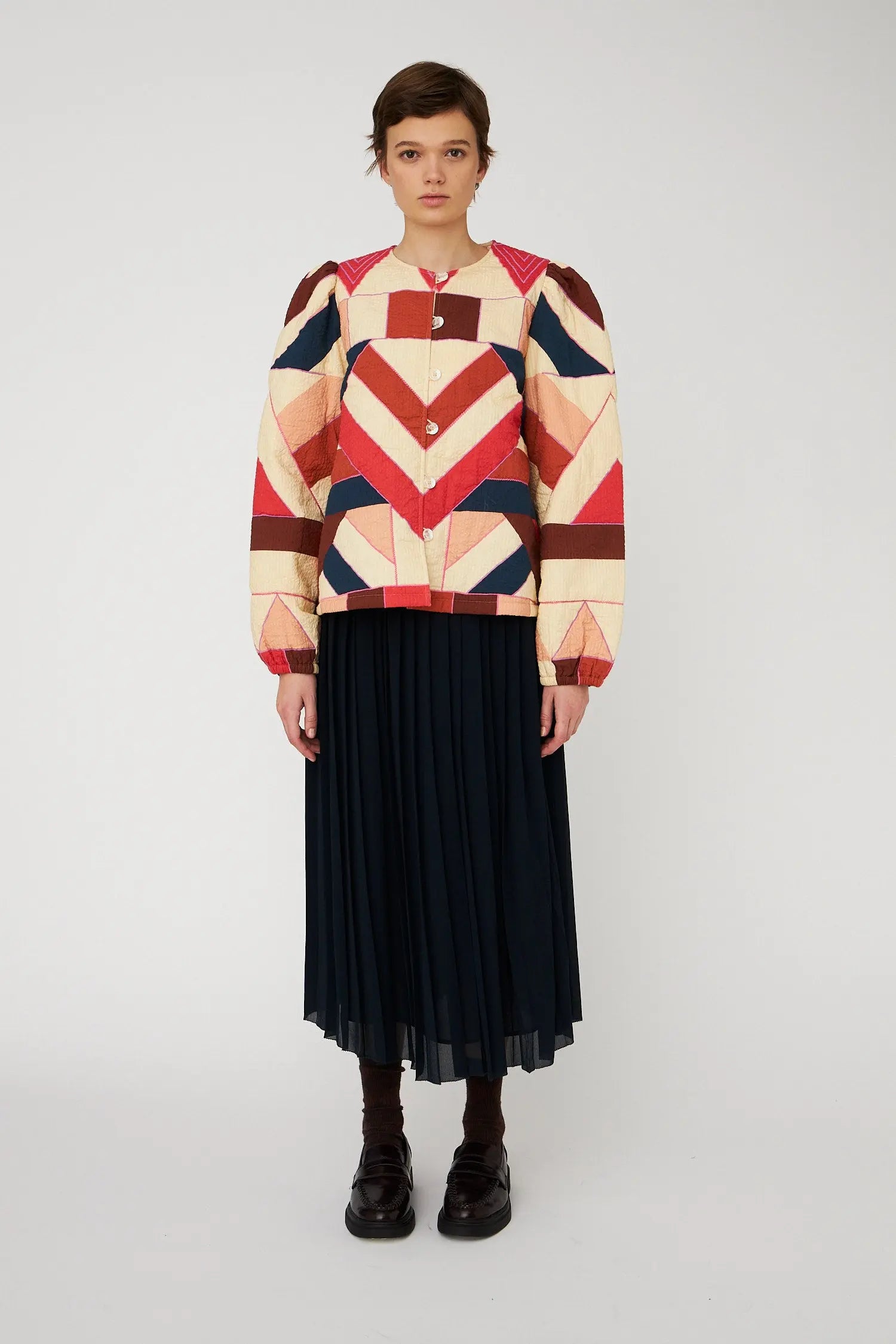 Stella Nova Patchwork Cotton Quilted Jacket Jacket 608 Red Mix