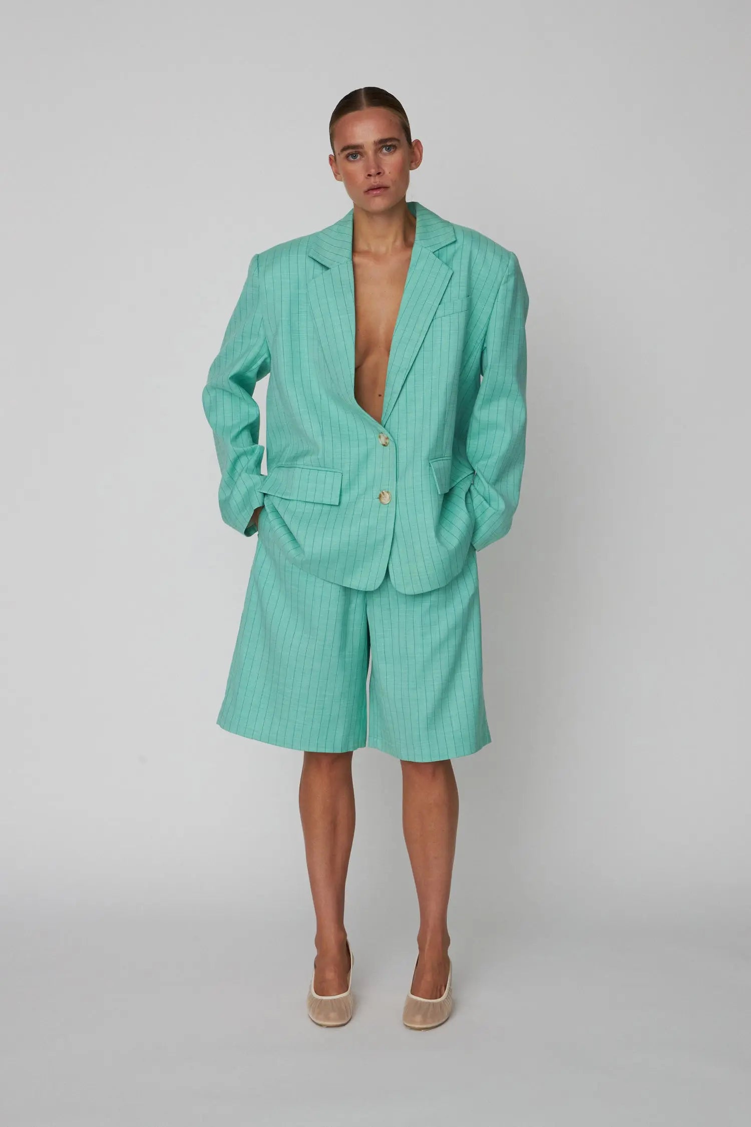 Stella Nova Pin Striped Blazer Blazer 454 Bright Mint