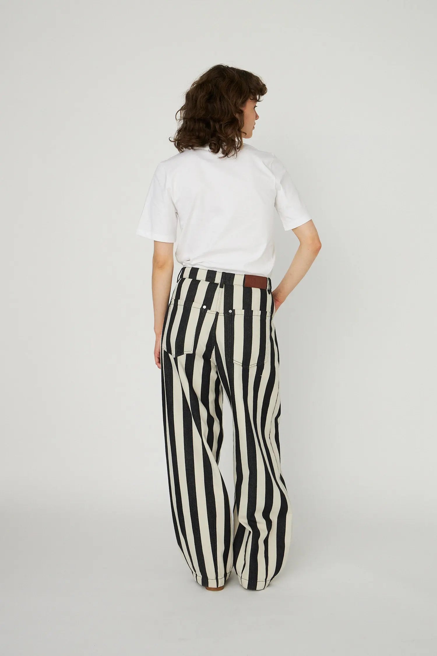Stella Nova Striped Baggy Low-Waist Pants in Cotton Pants 907 Black/Creme