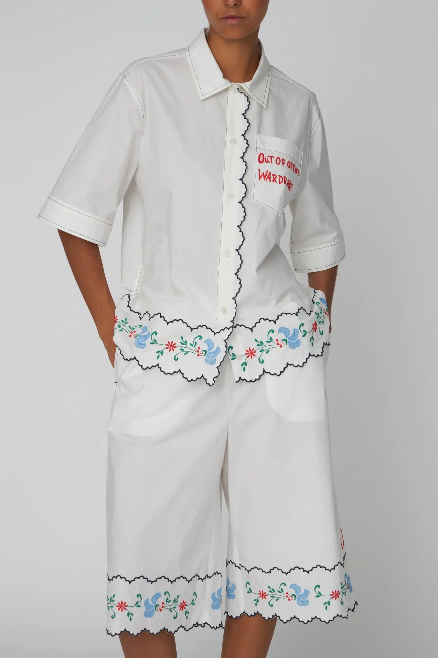 Stella Nova Coloured Embroidered Oversized Shirt Shirt 010 Off white