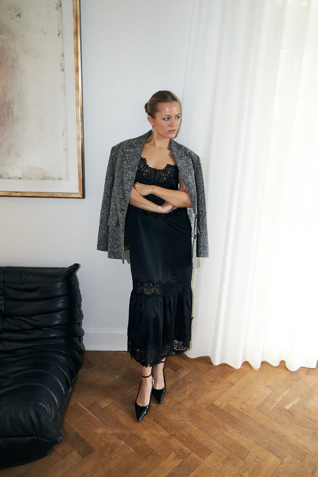 Stella Nova Delicate Lace Slip Dress Dress 999 Black