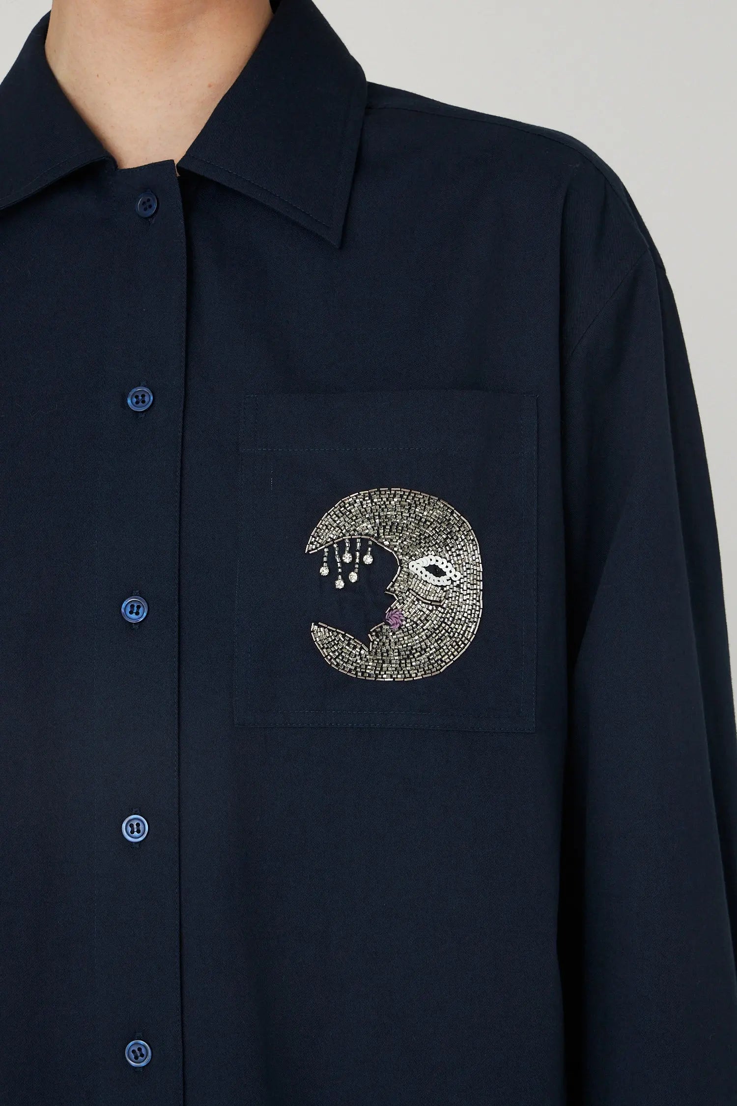Stella Nova Embellished Moon Shirt Shirt 395 Navy
