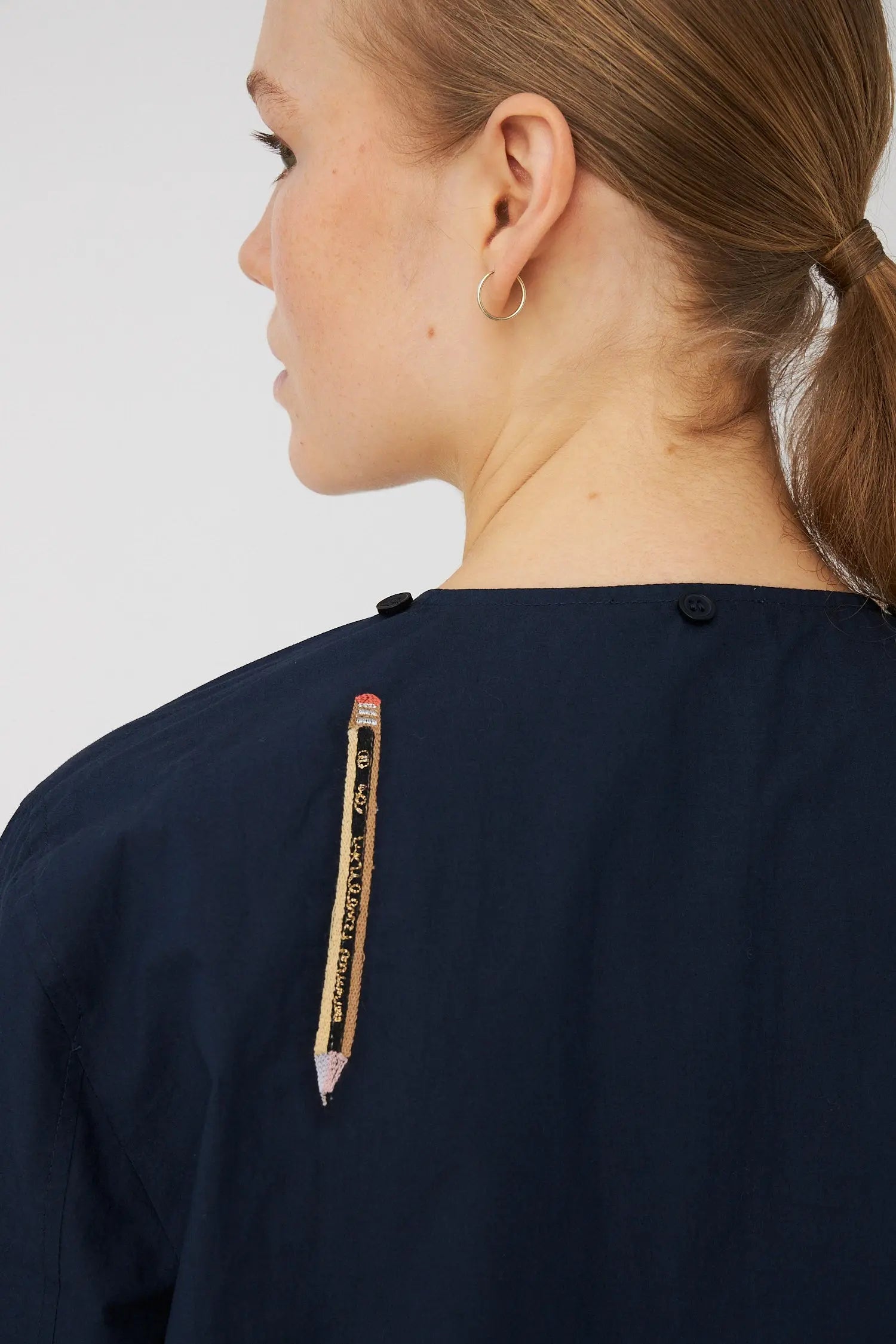 Stella Nova Embroidered Cotton Bow Shirt Shirt 395 Navy