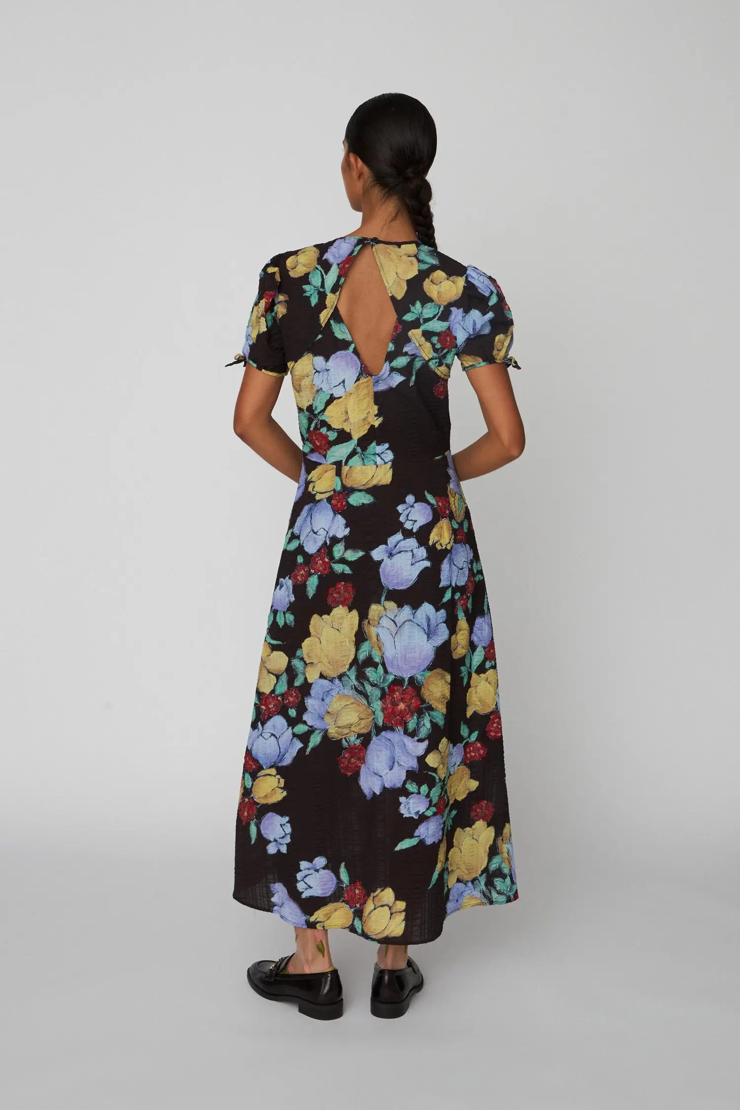 Stella Nova Flowered Cotton Midi Dress Dress 776 Dark Flowers