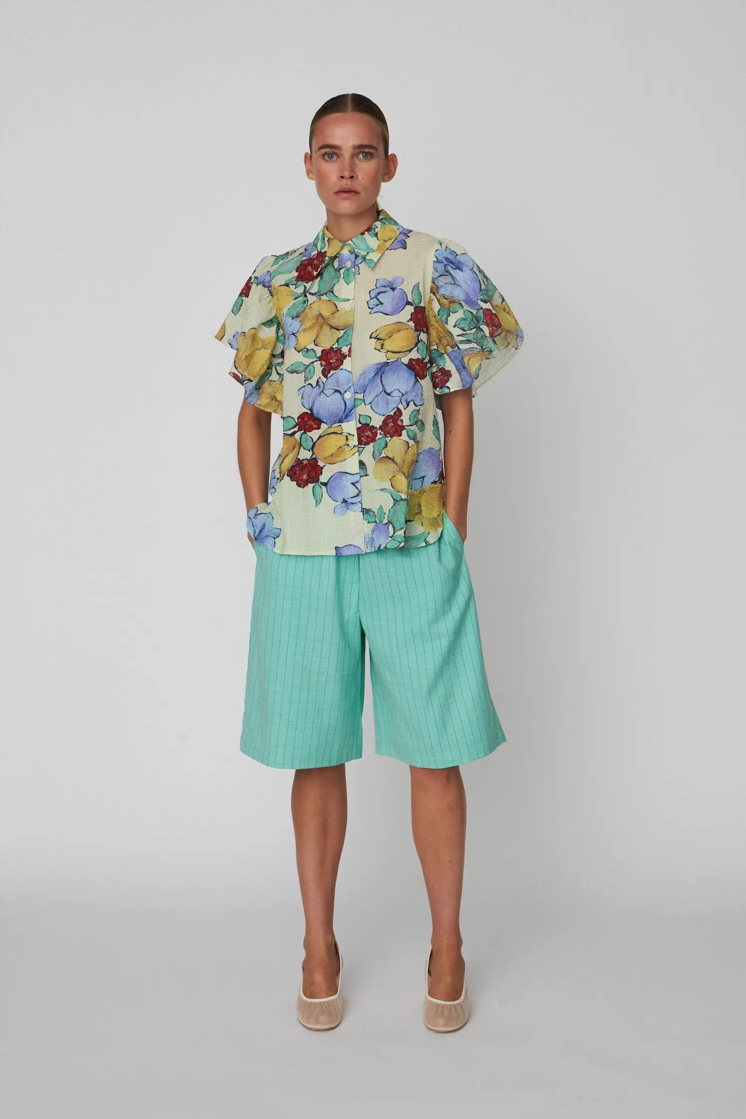 Stella Nova Flowered Cotton Top Shirt 760 Wild Flowers