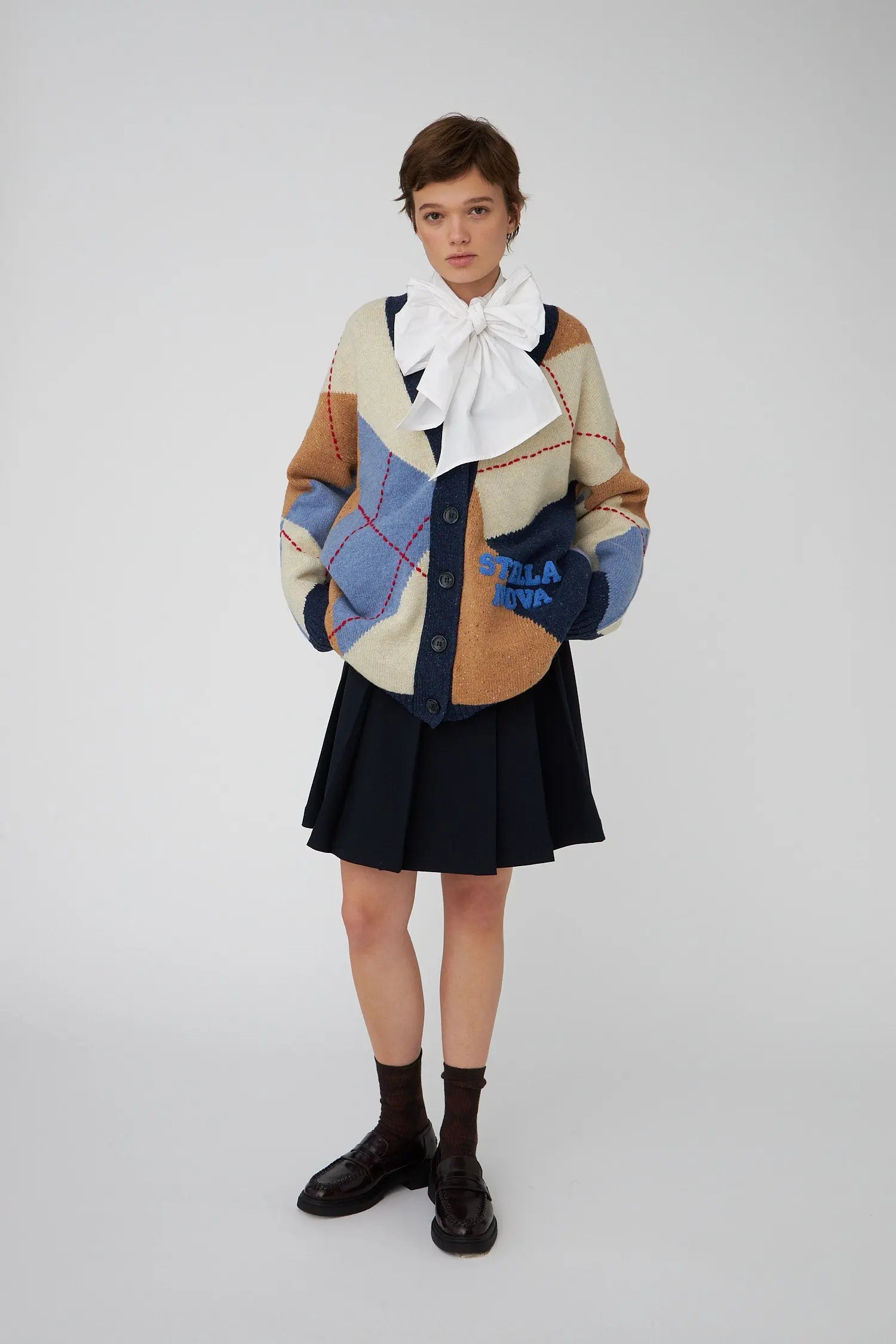 Stella Nova Oversized Cardigan in Wool Mix Cardigan 300 Blue Sea