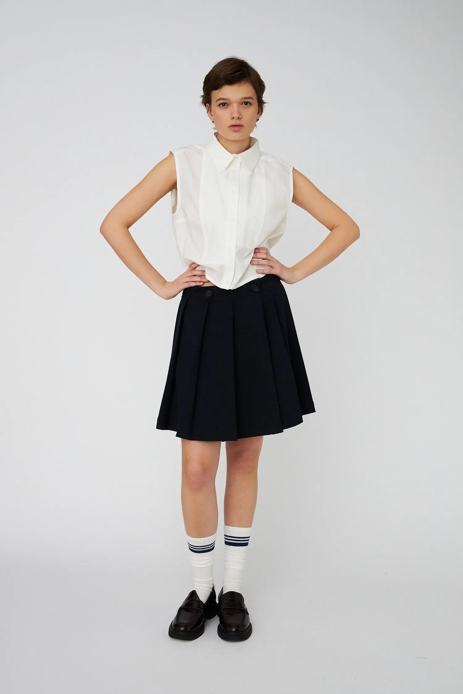 Stella Nova Plissé Mini Skirt Skirt 395 Navy