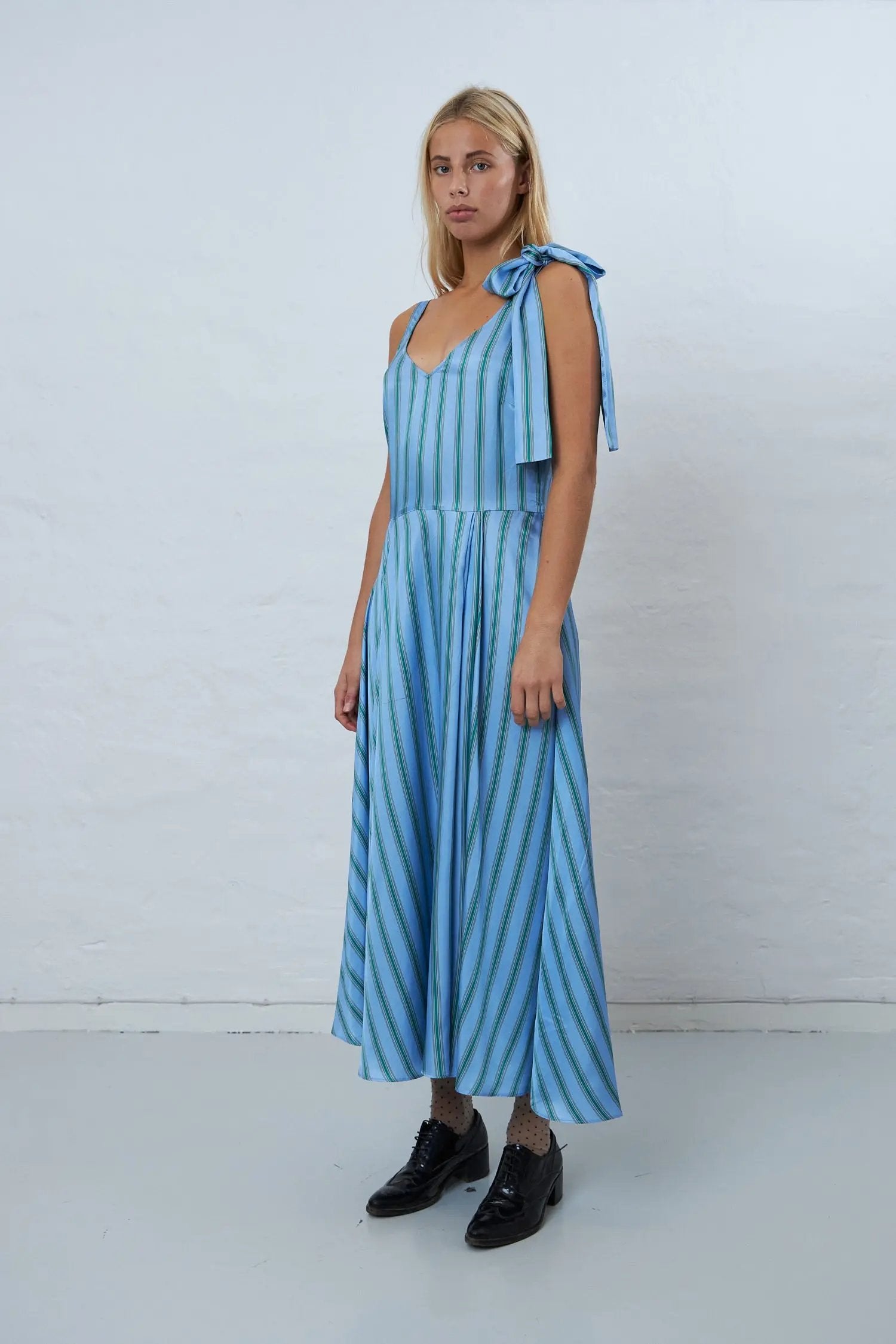 Stella Nova Striped strap dress with bow detail Dress 313 Blue Stripes