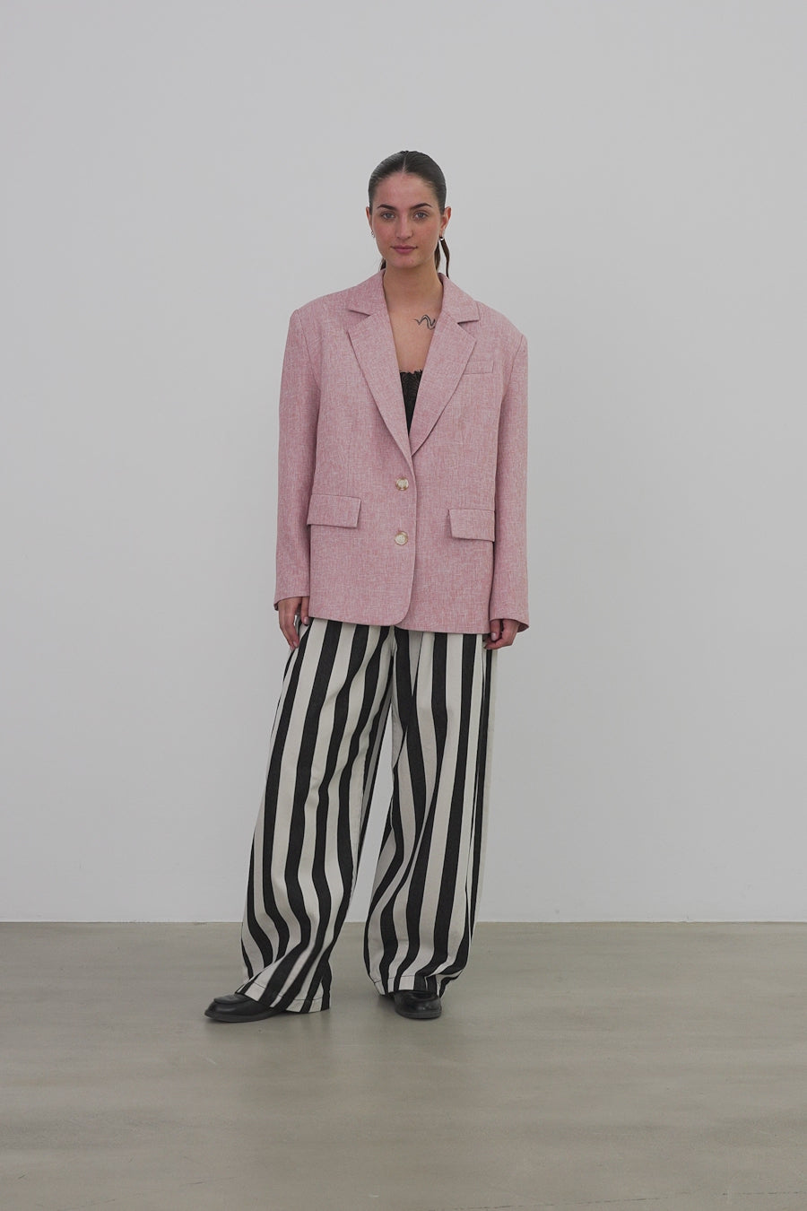 Stella Nova Salt and Pepper Oversized Blazer Blazer 601 Pink Powder