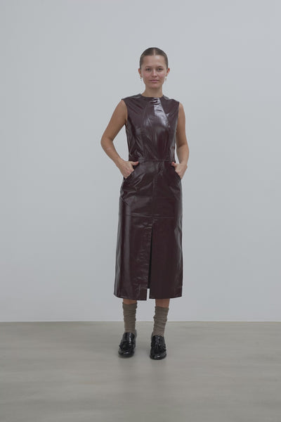 Stella Nova Leather Midi Dress Dress 684 Brownish Red