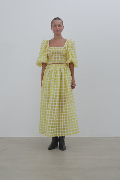 Stella Nova Delicate Checked Maxi Dress Dress 146 Lovely Yellow