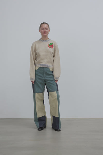 Stella Nova Wool Sweater with Embroidered Apple Sweater 026 Soft Powder