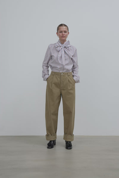 Stella Nova Low-Waist Cotton Pants with Scallop Edge Pants 055 Dark Sand