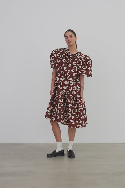 Stella Nova Crisp Midi Dress with Bow Dress 081 Leopard